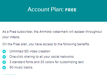 Animoto Free Plan